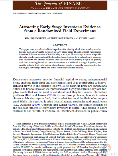 Attracting Early-Stage Investors: Evidence from a Randomized Field Experiment
